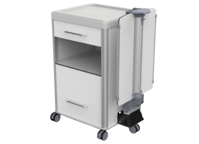 Bedside Cabinet with Overbed Table Combined, Aluminum - 1